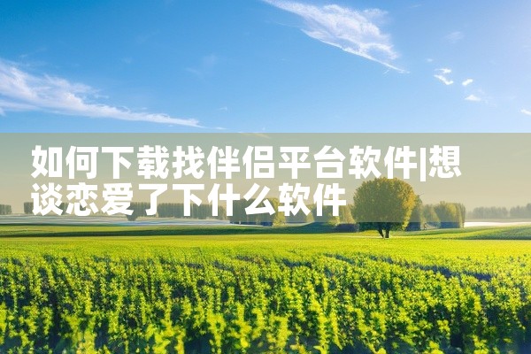 如何下载找伴侣平台软件