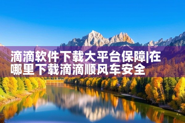 滴滴软件下载大平台保障
